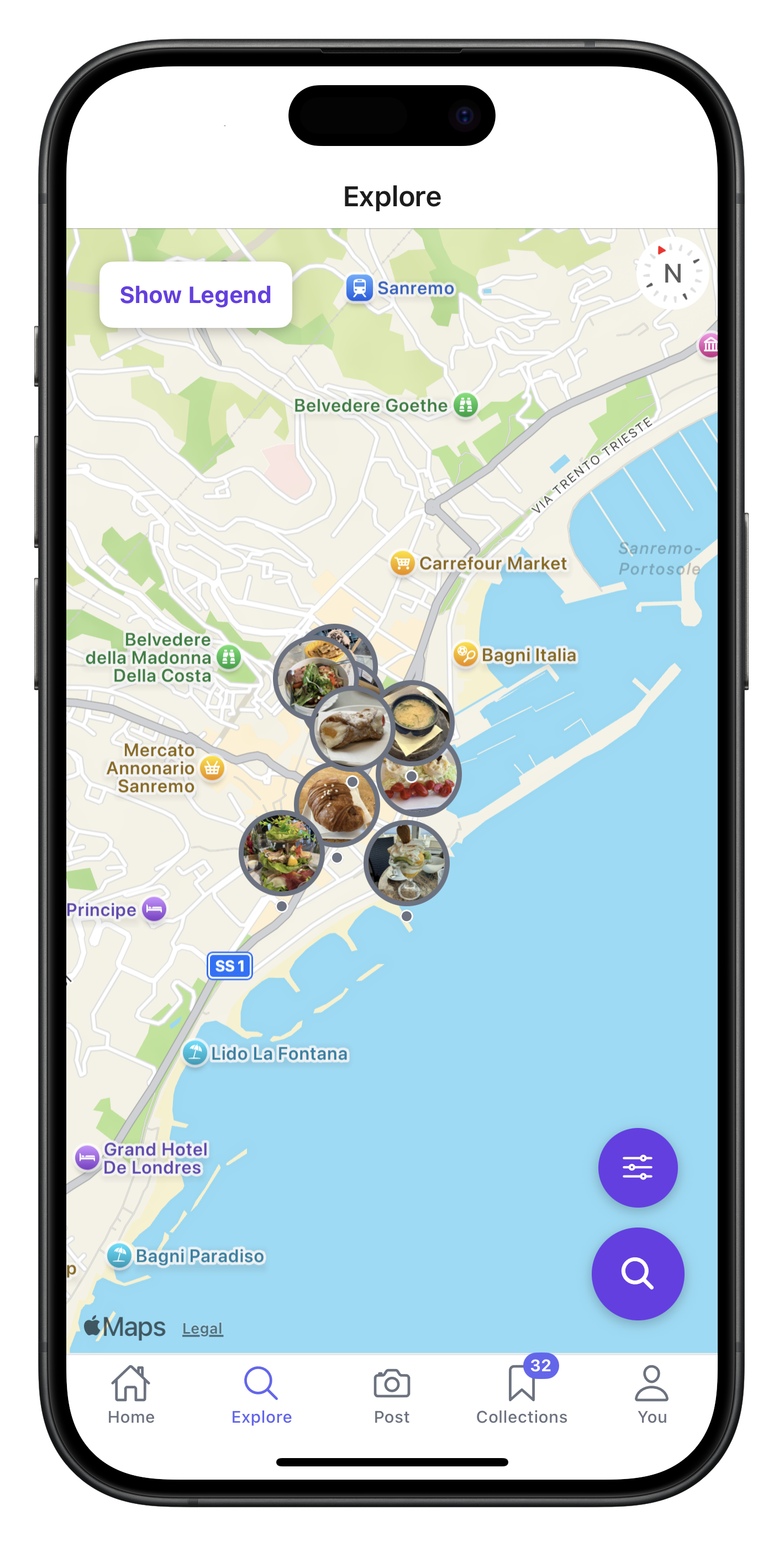 Recommends iPhone app: Explore map with photo dish pins